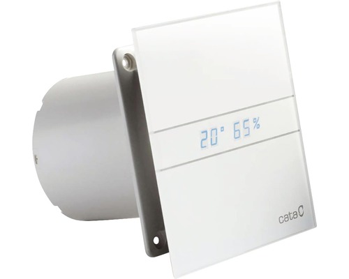 Badventilator CATA E100 GTH Ø 100 mm mit Temperatur und Luftfeuchtigkeitsanzeige