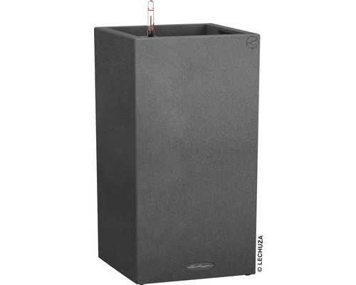 Pflanzvase Lechuza Canto Color Kunststoff 30 x 30 x 56 cm schwarz inkl. Erdbewässerungsystem, Pflanzeinsatz und Wasserstandsanzeiger