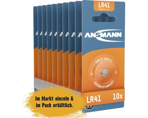 Ansmann Alkaline Knopfzelle LR41 1,5V 10 Stück
