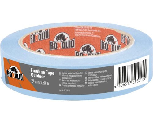ROXOLID Fineline Tape Kreppband aussen - auch auf Silikon haftend - blau 24 mm x 50 m