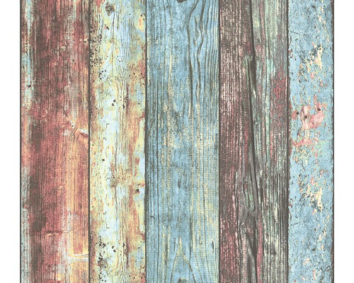 Vliestapete 30723-1 Holzbretter rot-blau-braun