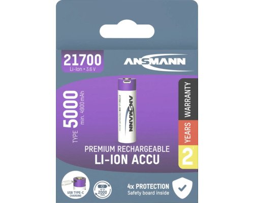 Ansmann Akkubatterie 21700 3,6 V 1 Stück USB-C