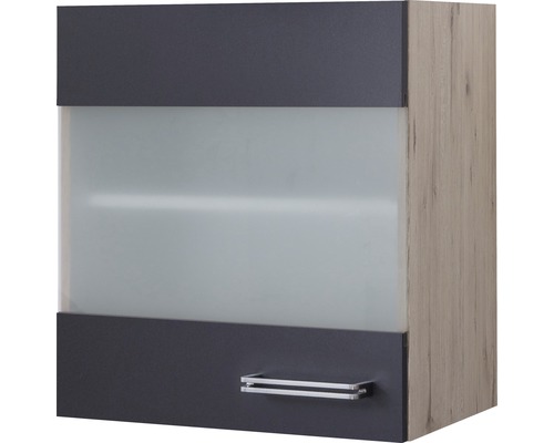 Hängeschrank mit Glastür Flex Well Santo BxHxT 50x55x32 cm Frontfarbe anthrazit - Korpusfarbe san remo eiche hell