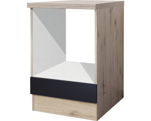 Herdumbauschrank Flex Well Santo BxHxT 60x86x60 cm Frontfarbe anthrazit - Korpusfarbe san remo eiche hell