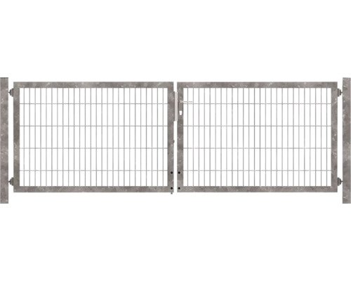 Premium-Doppeltor 400 x 100 cm 8/6/8 Rahmen 60x40 inkl. Pfosten zum Einbetonieren feuerverzinkt