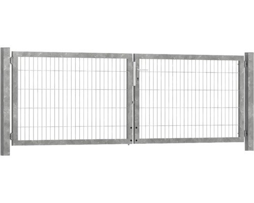 Premium-Doppeltor 300 x 100 cm 8/6/8 Rahmen 60x40 inkl. Pfosten zum Einbetonieren feuerverzinkt