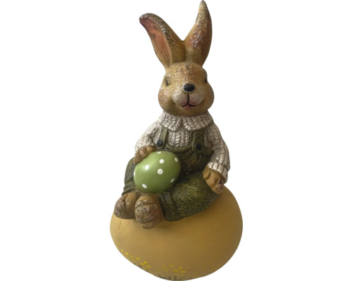 Dekofigur Lafiora Hase sitzend auf Ei 19.2 x 16.5 x 35 cm gelb