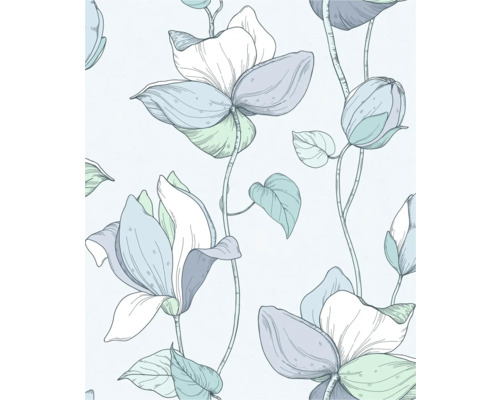 Vliestapete 47473 Flora Blumen blau grün