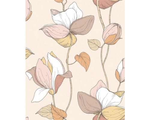 Vliestapete 47471 Flora Blumen beige braun