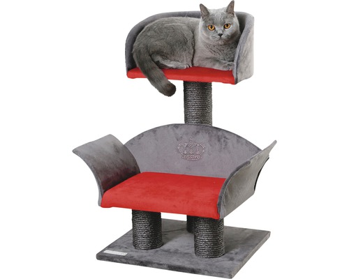 Kratzbaum Lounge Deluxe grau/rot