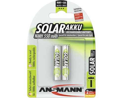 Ansmann Akkubatterie Solar HR03 1,2 Volt 2 Stück