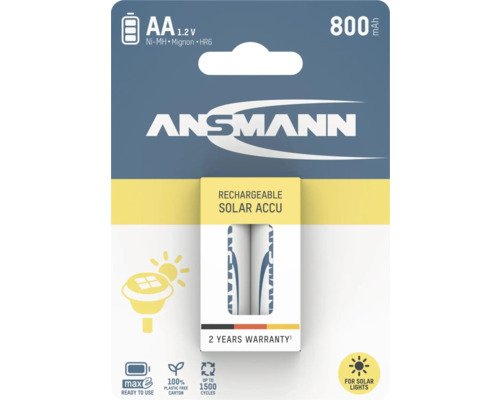 Ansmann Akkubatterie Solar HR6 1,2 Volt 2 Stück