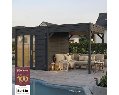 Gartenhaus Bertilo Cubus 2 Poolhouse inkl. Bodenplatte, Schleppdach 470 x 240 cm anthrazit