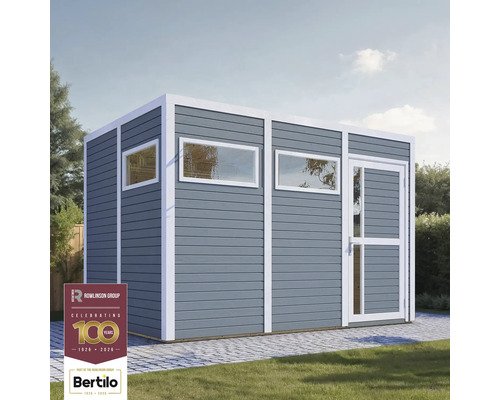 Gartenhaus Bertilo Cubus 3 inkl. Bodenplatte 337 x 240 cm hellgrau
