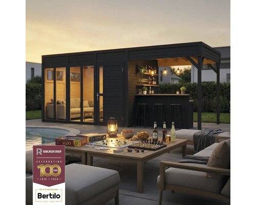Gartenhaus Bertilo Cubus 3 Poolhouse inkl. Bodenplatte, Schleppdach 582 x 240 cm anthrazit
