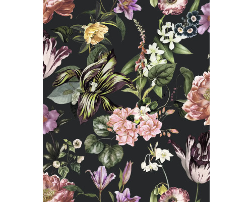 Vliestapete 47460 Flora Blumen grün rosa schwarz