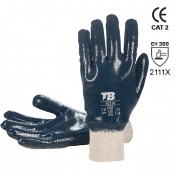 Guante de nitrilo azul con dorso cubierto mod. 9021b