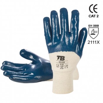Guante de nitrilo azul con dorso descubierto mod. 9020b