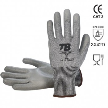 Guantes de hppe gris y fibra de vidrio con recubrimiento de poliuretano mod. 401g2 dyn