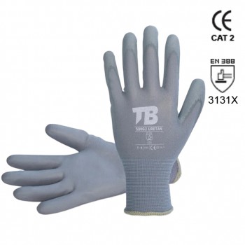 Guantes de nylon gris y recubrimiento de poliuretano gris en palma mod. 500g2 uretan