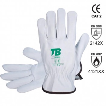Guantes de piel flor gris mod. 160 ibsz