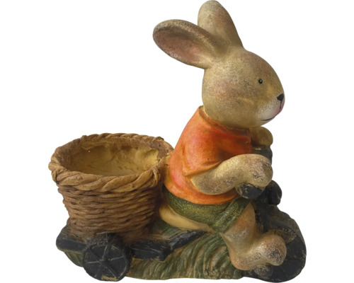 Dekofigur Hase mit Korb+Rad 39.5 cm x 19 cm x 41 cm