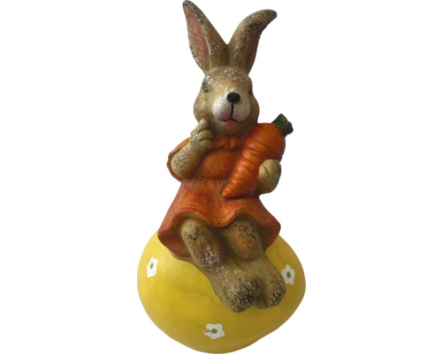 Dekofigur Lafiora Hase sitzend auf Ei 19.2 x 16.5 x 35 cm gelb Punkt