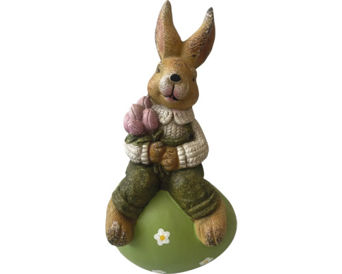 Dekofigur Lafiora Hase sitzend auf Ei 19.2 x 16.5 x 35 cm grün