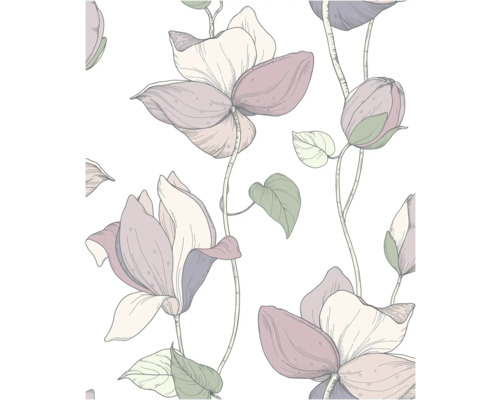 Vliestapete 47472 Flora Blumen beige grün