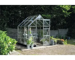 Gewächshaus Halls Icon 6 3,7 m² Blankglas 3 mm 192,5 x 192,5 cm silber