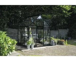 Gewächshaus Halls Icon 6 3,7 m² Sicherheitsglas 3 mm 192,5 x 192,5 cm schwarz