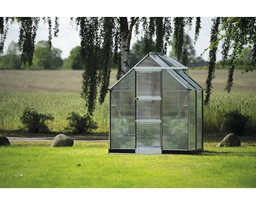 Gewächshaus Halls Icon 6 2,5 m² Polycarbonat 4 mm 192,5 x 130,3 cm silber