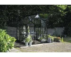 Gewächshaus Halls Icon 6 3,7 m² Blankglas 3 mm 192,5 x 192,5 cm schwarz