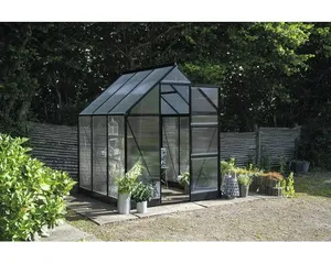 Gewächshaus Halls Icon 6 3,7 m² Polycarbonat 4 mm 192,5 x 192,5 cm schwarz