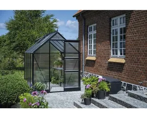 Gewächshaus Halls Icon 6 4,9 m² Polycarbonat 4 mm 192,5 x 254,7 cm schwarz