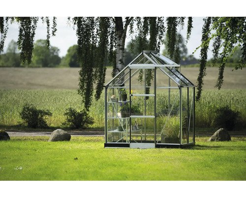 Gewächshaus Halls Icon 6 2,5 m² Sicherheitsglas 3 mm 192,5 x 130,3 cm silber