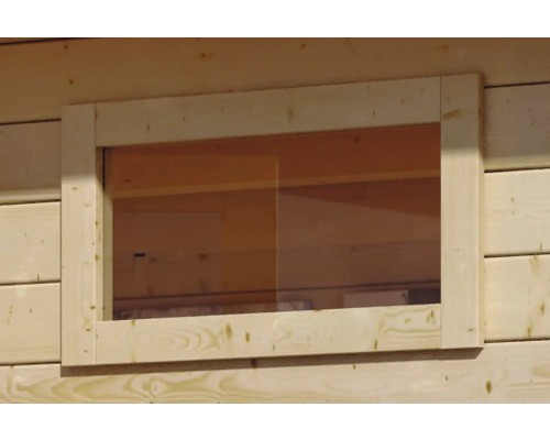 Einzelfenster für Gartenhaus 38 mm Karibu feststehend 85x44 cm natur