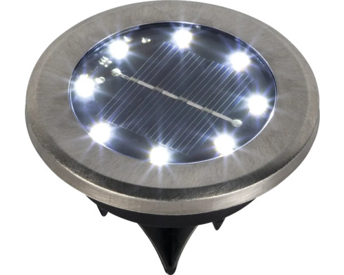 LED Solar Bodenleuchten-Set Ø 7,2 cm edelstahlfarben 4 Stück