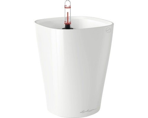 Pflanzvase Lechuza Deltini Kunststoff Ø 14 cm H 18 cm weiss inkl. Pflanzeinsatz, Erdbewässerungsystem, Substrat und Wasserstandsanzeiger