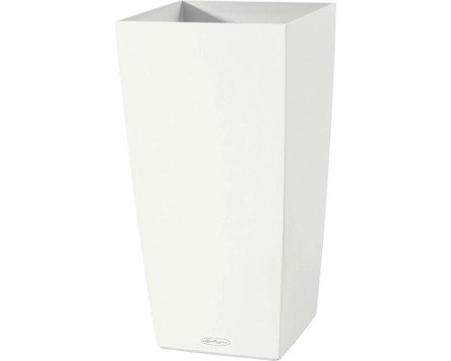 Pflanzvase Lechuza Cubico Color Kunststoff 22 x 22 x 41 cm weiss inkl. Erdbewässerungsystem, Pflanzeinsatz und Wasserstandsanzeiger