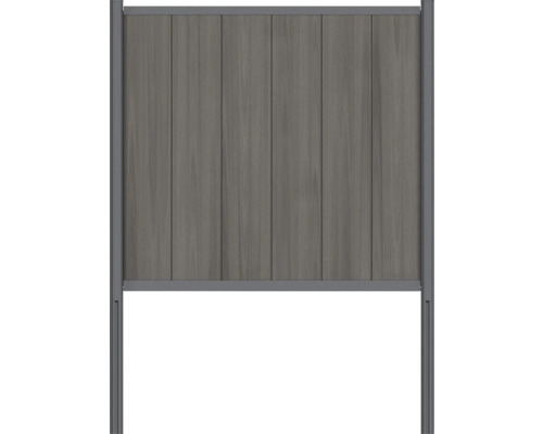 Zaunset Konsta WPC Verto breites Profil ohne Pfosten 186,5 x 180 cm grau