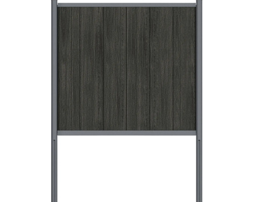 Zaunset Konsta WPC Verto breites Profil ohne Pfosten 186,5 x 180 cm schwarz