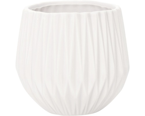 Übertopf Keramik Stripe Ø 12 cm weiss