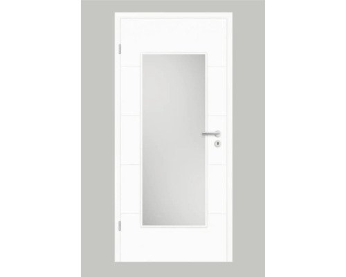 Pertura Zimmertür Perla 05 Design weiss lackiert (ähnlich RAL 9003) 73,5 x 198,5 cm Links mit Lichtausschnitt HD (ohne Glas)
