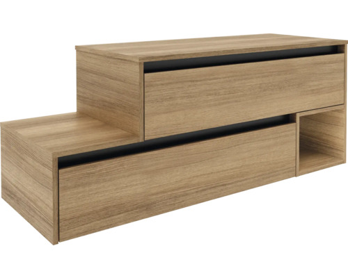 Waschbeckenunterschrank mit Waschtischplatte FACKELMANN VITA rechts BxHxT 128.7x51.6x46.5 cm Frontfarbe summer oak