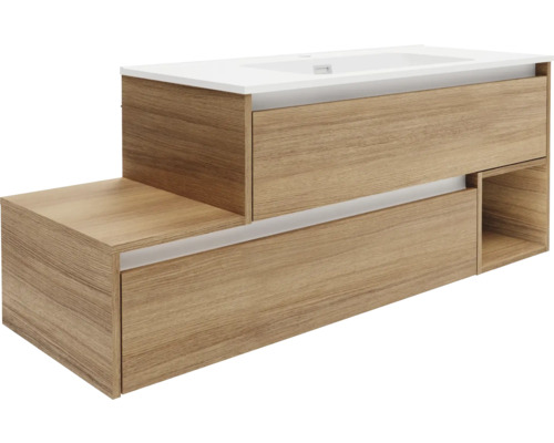 Waschbeckenunterschrank FACKELMANN VITA rechts BxHxT 128.5x50x46 cm Frontfarbe summer oak