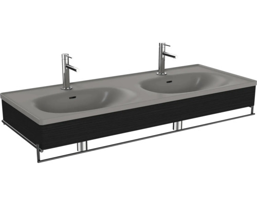 Doppelwaschbecken mit Blende VitrA Equal BxHxT 132.5x20x52 cm Frontfarbe schwarz eiche 66064