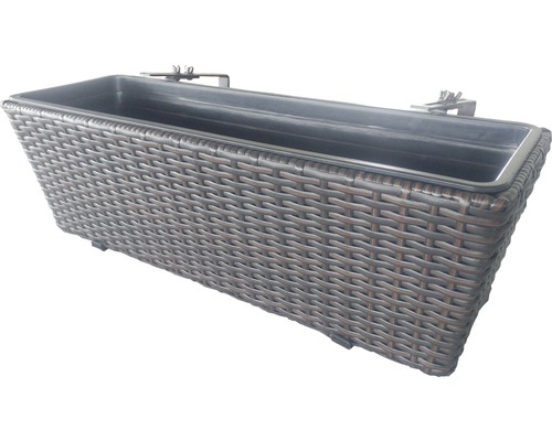 Blumenkasten Polyrattan 60x18,5x19 cm braun