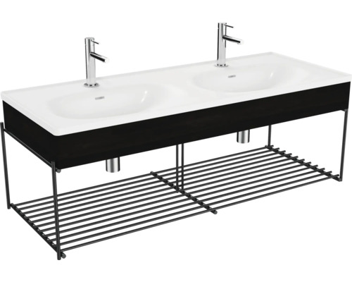 Doppelwaschbecken mit Ablagegitter VitrA Equal BxHxT 132.5x46.5x52 cm Frontfarbe ulme 64101