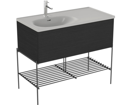 Waschbecken mit Unterschrank VitrA Equal BxHxT 103x86x52 cm Frontfarbe schwarz eiche 66524